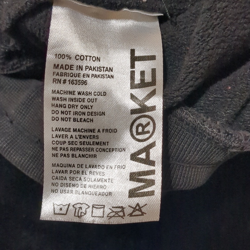 Market Fleece Cotton Shorts Black size Men's Large - Picture 6 of 7